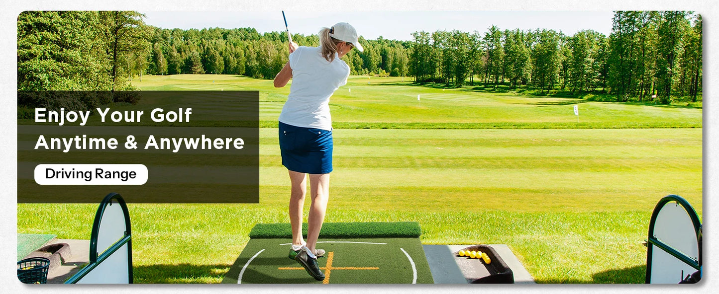 Golf Mat with Dual Turf | Golf Hitting Mat with Standing Guide-Line & Swing Path Line, 5x4ft Thickened Green Turf Practice Mats