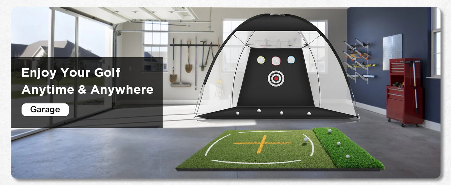Golf Mat with Dual Turf | Golf Hitting Mat with Standing Guide-Line & Swing Path Line, 5x4ft Thickened Green Turf Practice Mats