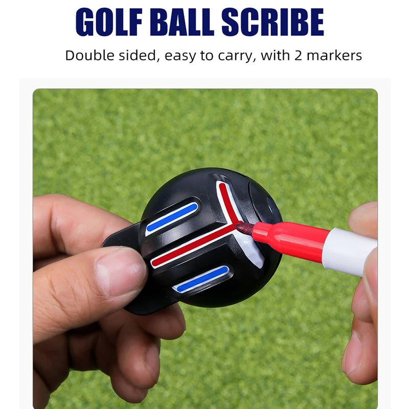 PGM 1pc Golf Ball Line Liner Drawing Marking Alignment Putting Tool and 2 Pieces Golf Ball Marker Pen, Golf Scribe Accessories