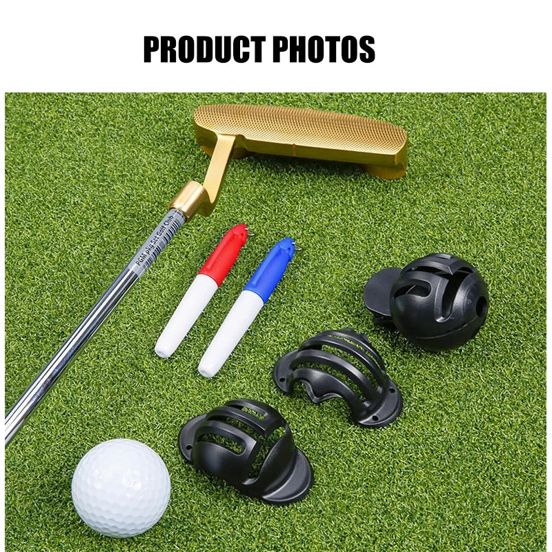 PGM 1pc Golf Ball Line Liner Drawing Marking Alignment Putting Tool and 2 Pieces Golf Ball Marker Pen, Golf Scribe Accessories